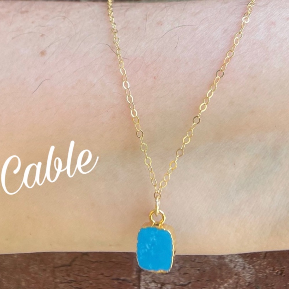 ✨Last 1! ✨14k Gold Turquoise Pendant Dainty Chain Necklace - Picture 6 of 16